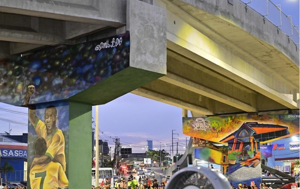 Furtos e depredação na iluminação do complexo viário Rei Pelé foi registrado pela segunda vez em menos de uma semana