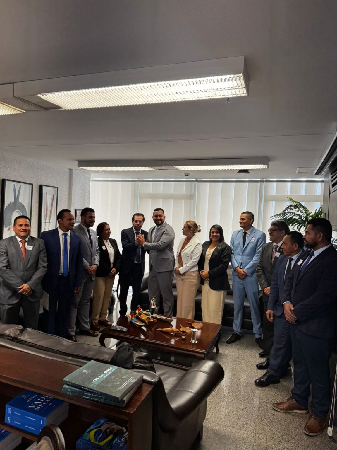 Jarlem Trindade e secretários e todos os vereadores do município de Boa Vista de Ramos reunem com o senador Plínio Valério e discutiu articulações para as eleições 2026