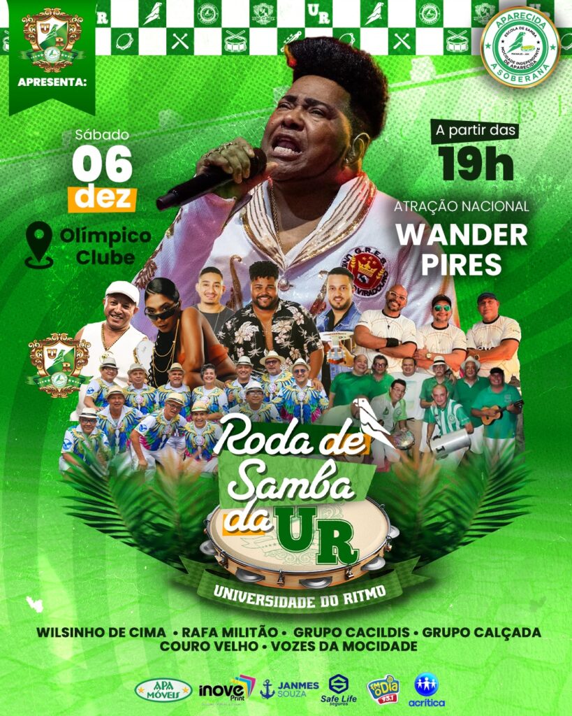 Aparecida promove grande Festa da Bateria no dia 6 de dezembro e celebra união rumo ao Carnaval 2026