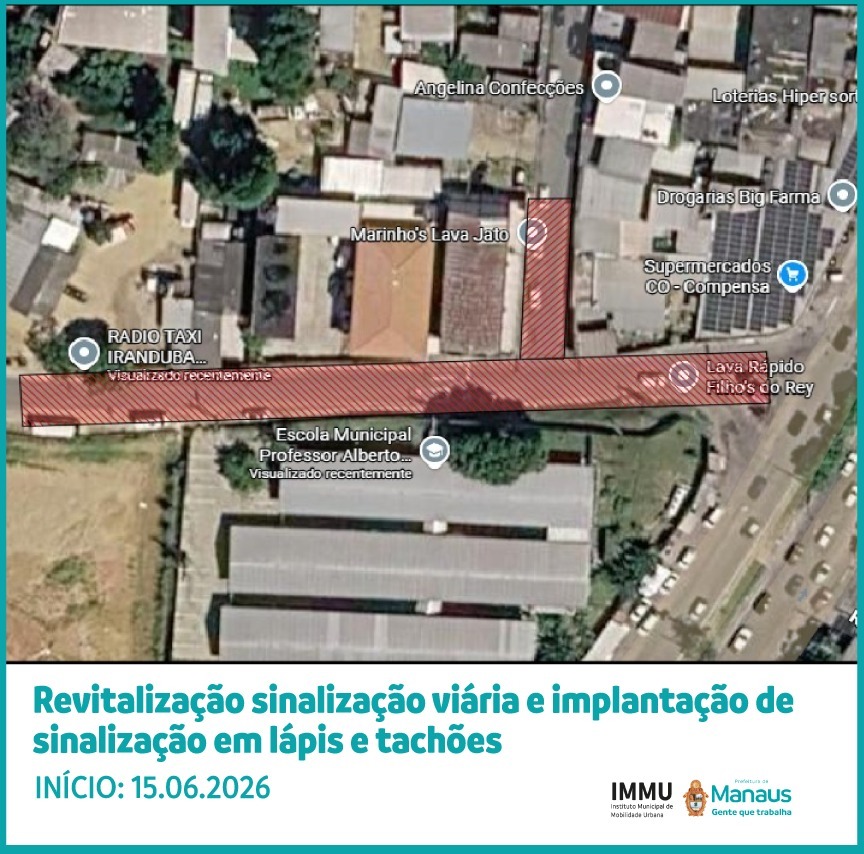Prefeitura de Manaus implanta novo modelo de sinalização viária no bairro Compensa para ampliar a segurança no trânsito