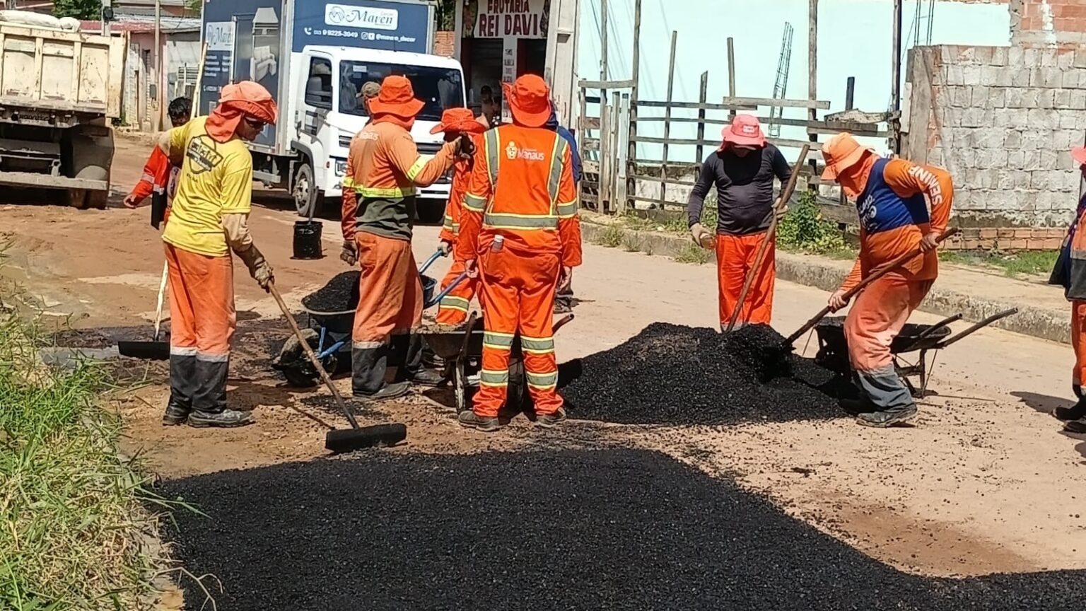 Prefeitura de Manaus transforma mobilidade no bairro Tarumã com recuperação asfáltica de via importante para a comunidade